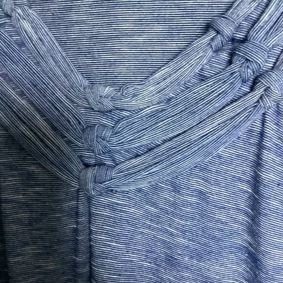 Max Studio Shift Dress Sleeveless Braided Neck Sz Medium Blue White Comfortable - Picture 4 of 9